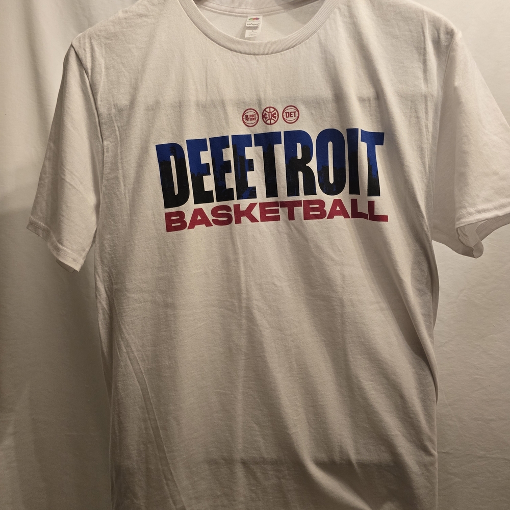 Fruit of the Loom White Detroit Basketball Tee